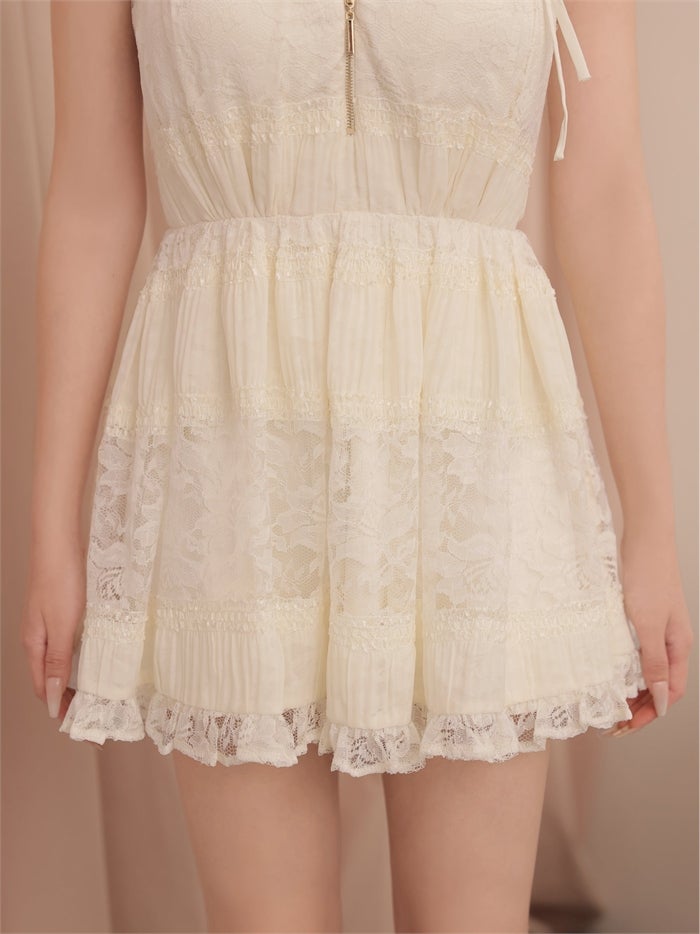 ROBE de FLEURS ローブドフルール レースドッキングギャザーミニキャバドレス fm4389-c