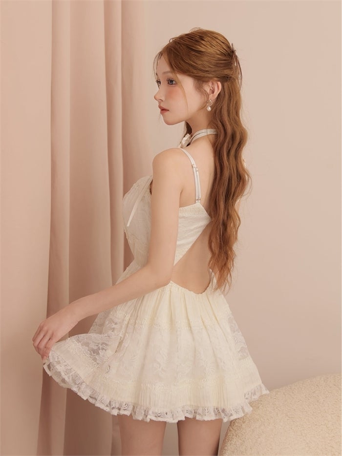 ROBE de FLEURS ローブドフルール レースドッキングギャザーミニキャバドレス fm4389