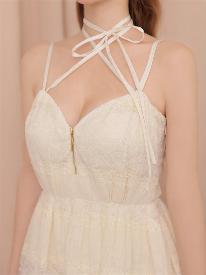 ROBE de FLEURS ローブドフルール レースドッキングギャザーミニキャバドレス fm4389