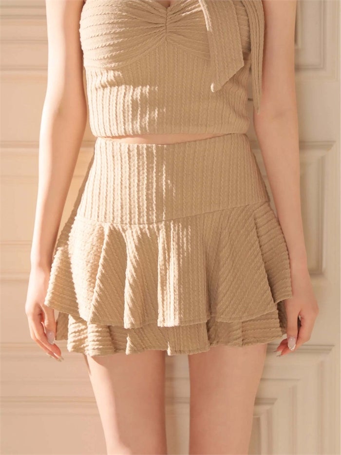 ROBE de FLEURS ローブドフルール ケーブルニットベアリボンセットアップミニキャバドレス fm4394-c