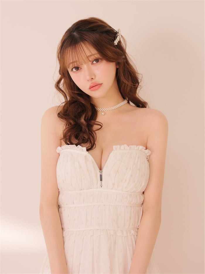 ROBE de FLEURS ローブドフルール サイドリボンラメギャザーロングキャバドレス fm4390-c