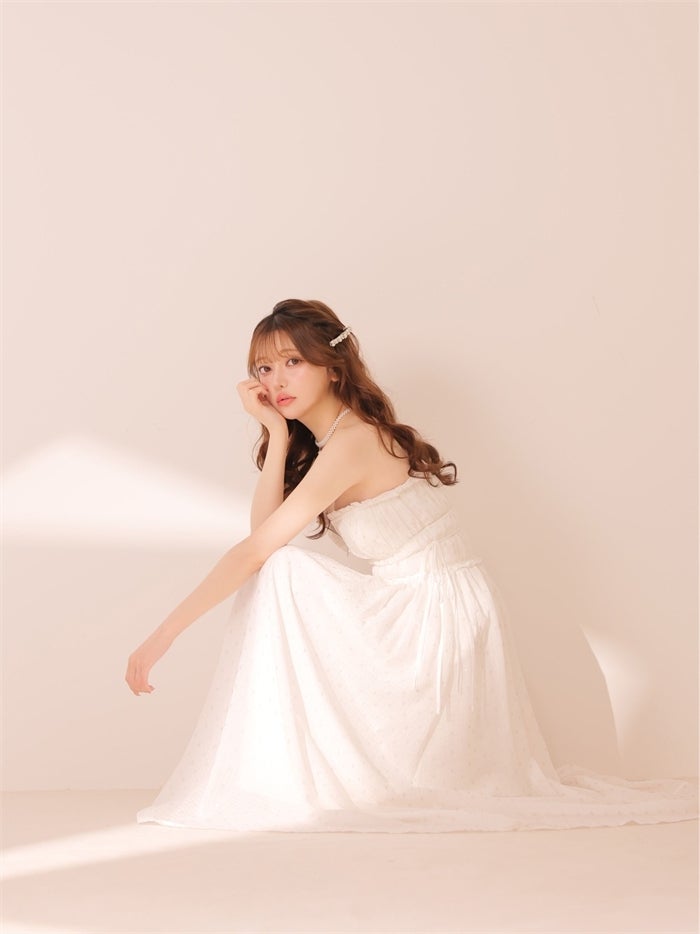 ROBE de FLEURS ローブドフルール サイドリボンラメギャザーロングキャバドレス fm4390-c