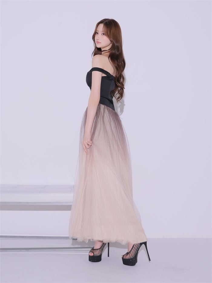 ROBE de FLEURS anier.ROBE ローブドフルール アニエルローブ Sheer Veil Long Dress fm-anier4092-c