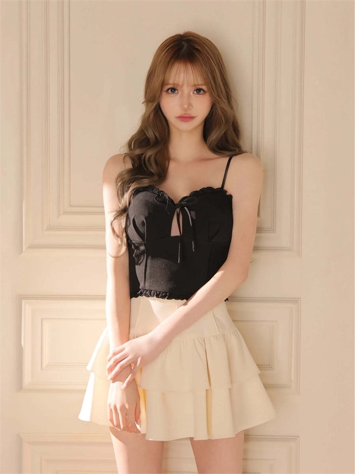 ROBE de FLEURS ローブドフルール リボンコルセットフレアセットアップミニキャバドレス fm4374