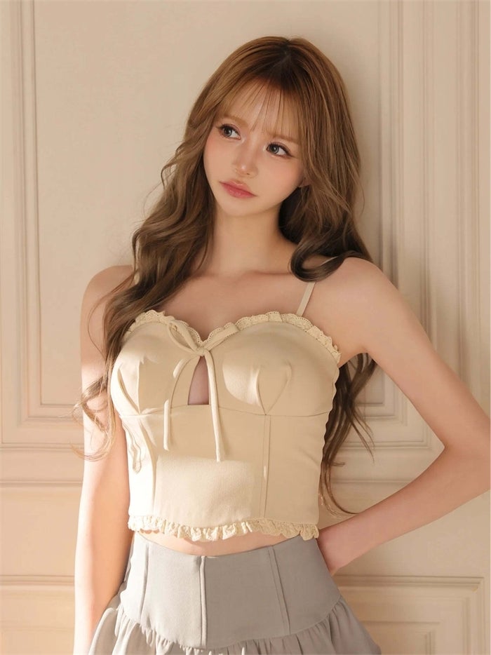 ROBE de FLEURS ローブドフルール リボンコルセットフレアセットアップミニキャバドレス fm4374