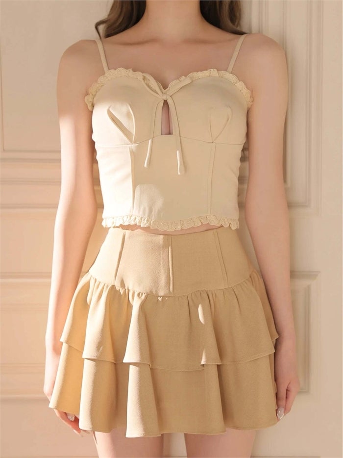 ROBE de FLEURS ローブドフルール リボンコルセットフレアセットアップミニキャバドレス fm4374