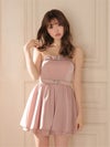 ROBE de FLEURS ローブドフルール ベロアビジューリボンベアサテンミニキャバドレス fm5019