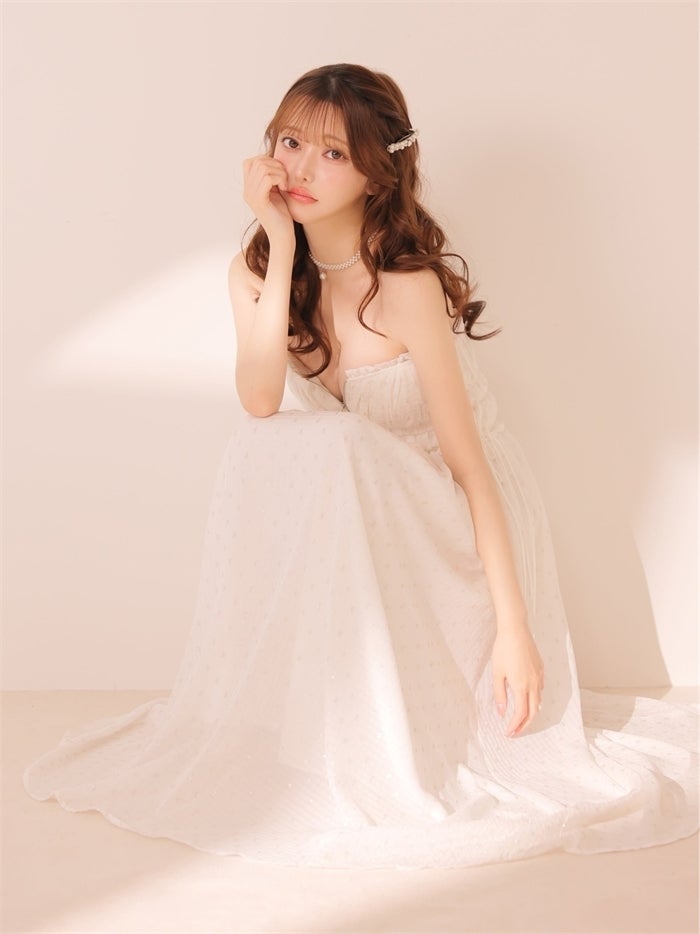 ROBE de FLEURS ローブドフルール サイドリボンラメギャザーロングキャバドレス fm4390