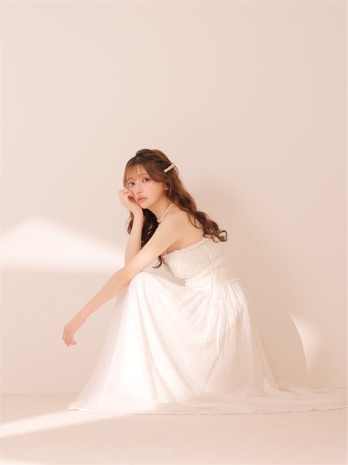 ROBE de FLEURS ローブドフルール サイドリボンラメギャザーロングキャバドレス fm4390