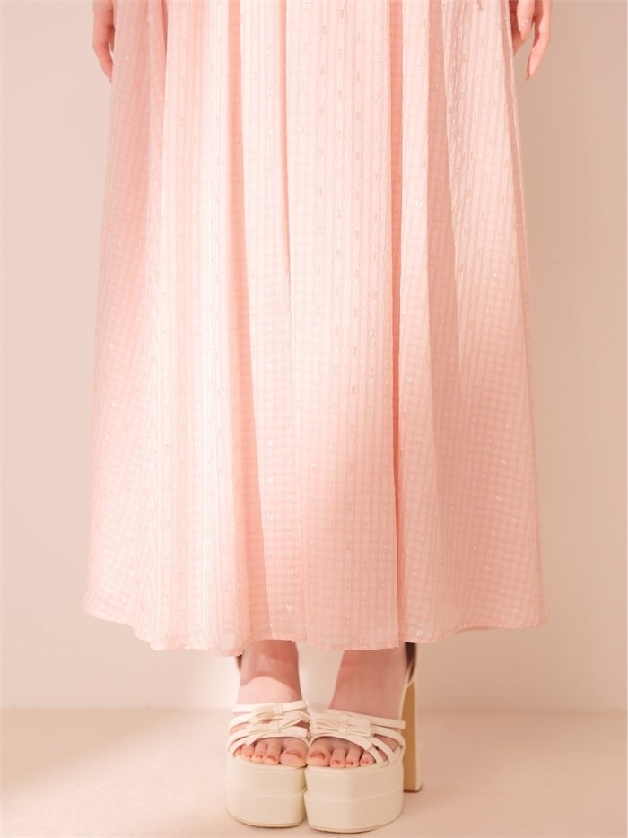 ROBE de FLEURS ローブドフルール サイドリボンラメギャザーロングキャバドレス fm4390