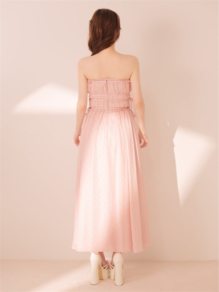 ROBE de FLEURS ローブドフルール サイドリボンラメギャザーロングキャバドレス fm4390