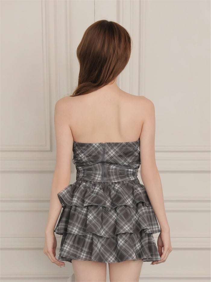 ROBE de FLEURS ローブドフルール チェックフリルベアセットアップミニキャバドレス fm4915-c