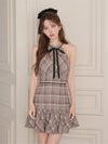ROBE de FLEURS ローブドフルール チェックシフォンホルターリボンミニキャバドレス fm5051-c