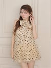 ROBE de FLEURS ローブドフルール ドットチュールホルターリボンセットアップミニキャバドレス fm4976-c