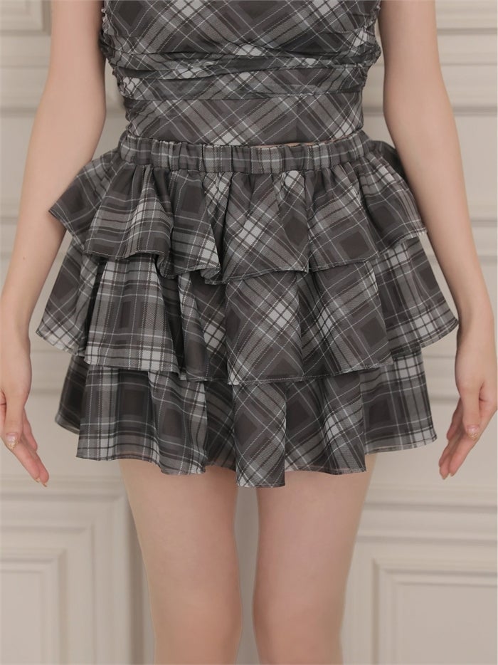 ROBE de FLEURS ローブドフルール チェックフリルベアセットアップミニキャバドレス fm4915