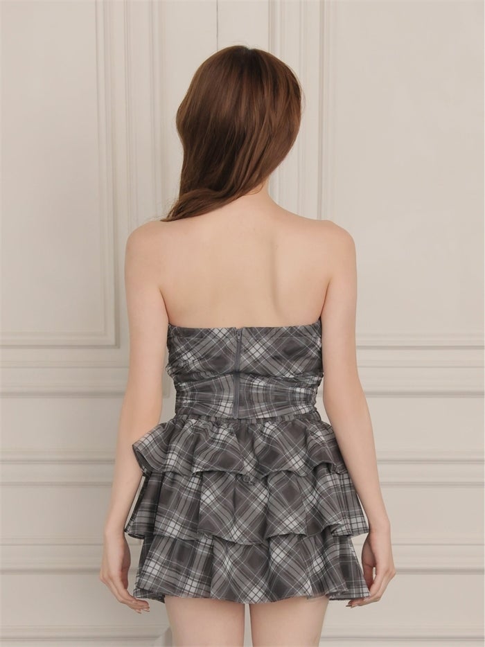 ROBE de FLEURS ローブドフルール チェックフリルベアセットアップミニキャバドレス fm4915
