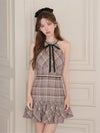 ROBE de FLEURS ローブドフルール チェックシフォンホルターリボンミニキャバドレス fm5051