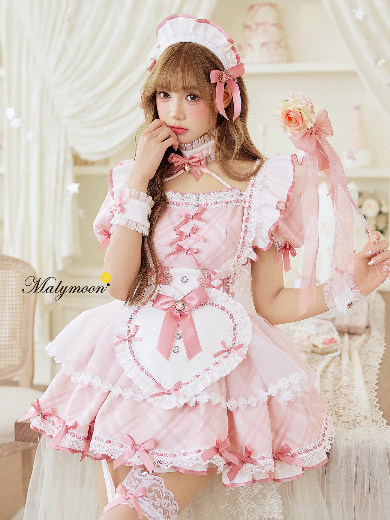 【9点セット】【Malymoon】 パステルハートチェックメイド mlcs26101