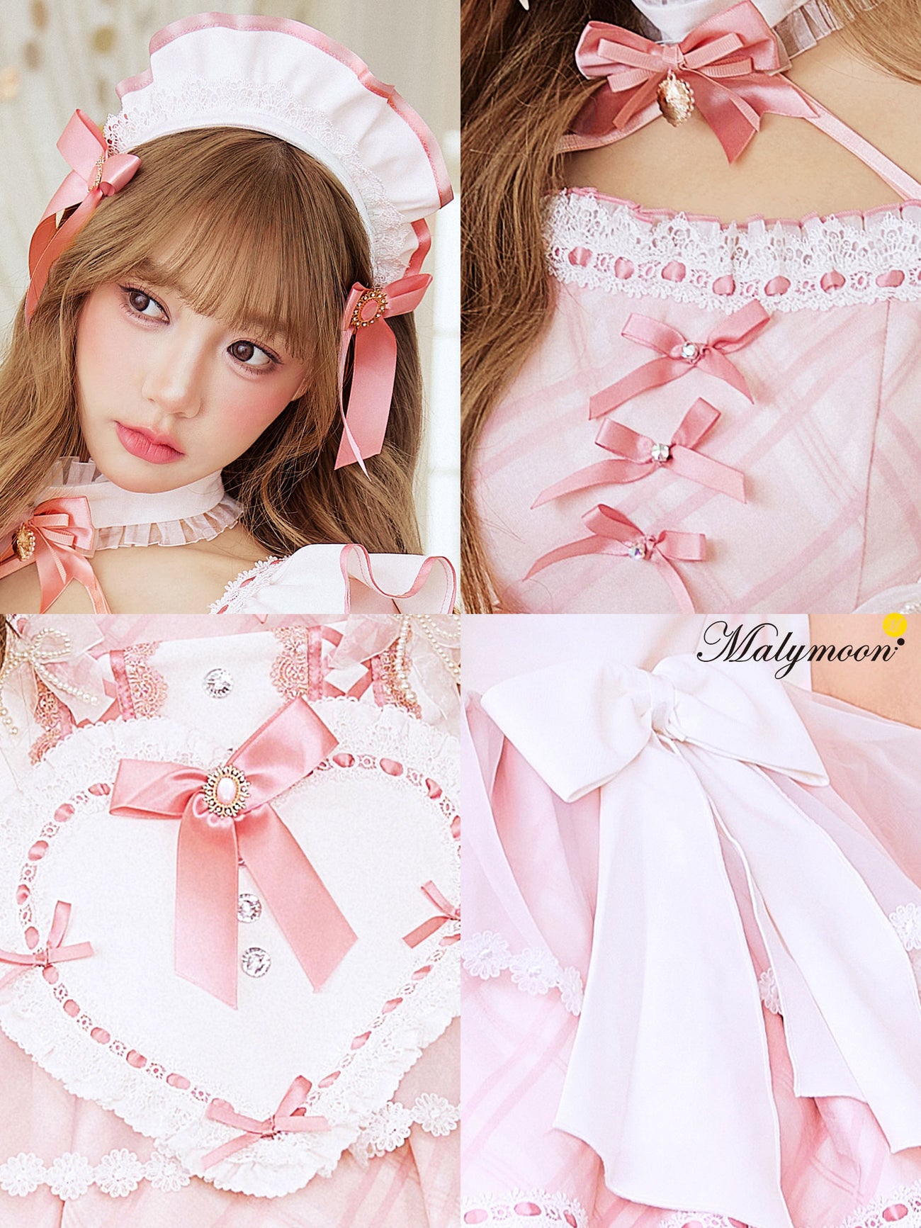 【9点セット】【Malymoon】 パステルハートチェックメイド mlcs26101