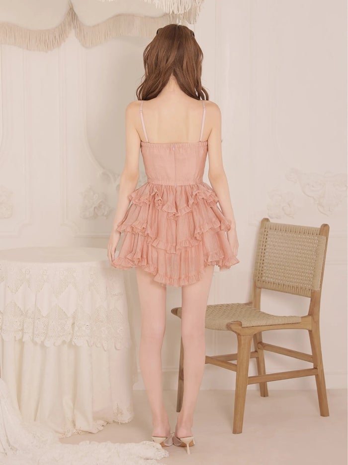 ROBE de FLEURS ローブドフルール バストジップティアードフリルシャーリングミニキャバドレス fm4923-c