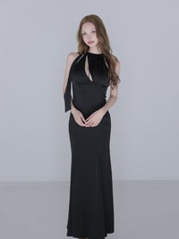 Glossy ローブドフルールグロッシー ホルターネックバックカットマーメイドロングキャバドレス gl4397-c