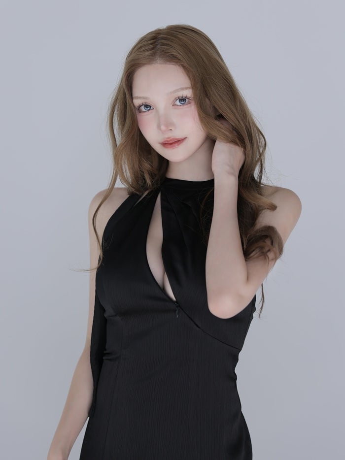 Glossy ローブドフルールグロッシー ホルターネックバックカットマーメイドロングキャバドレス gl4397-c