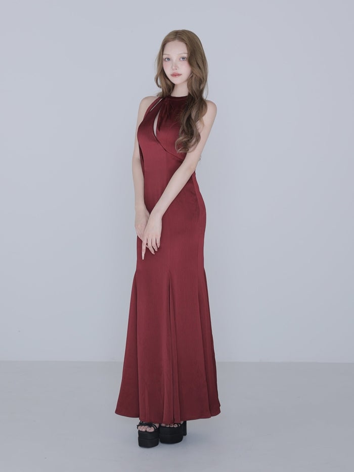 Glossy ローブドフルールグロッシー ホルターネックバックカットマーメイドロングキャバドレス gl4397-c