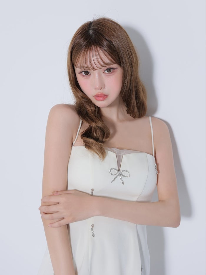 ROBE de FLEURS ローブドフルール ビジューリボンサテンミニキャバドレス fm5016-c