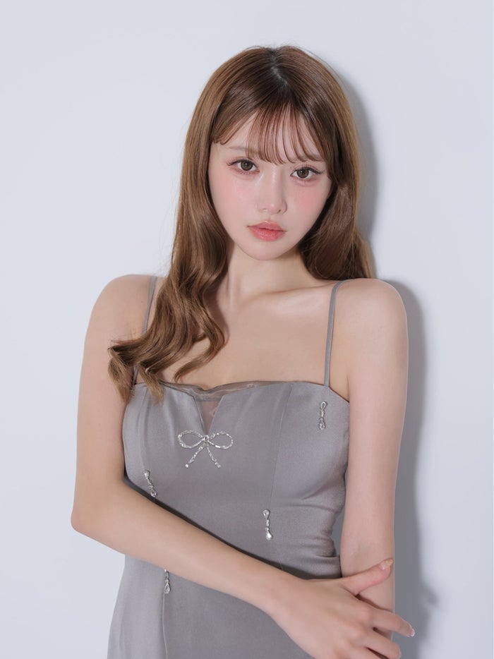 ROBE de FLEURS ローブドフルール ビジューリボンサテンミニキャバドレス fm5016-c