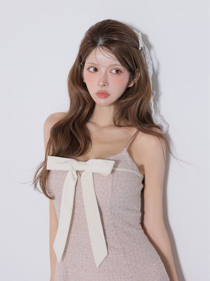 ROBE de FLEURS ローブドフルール スパンコールレースベロアリボンミニキャバドレス fm5020-c