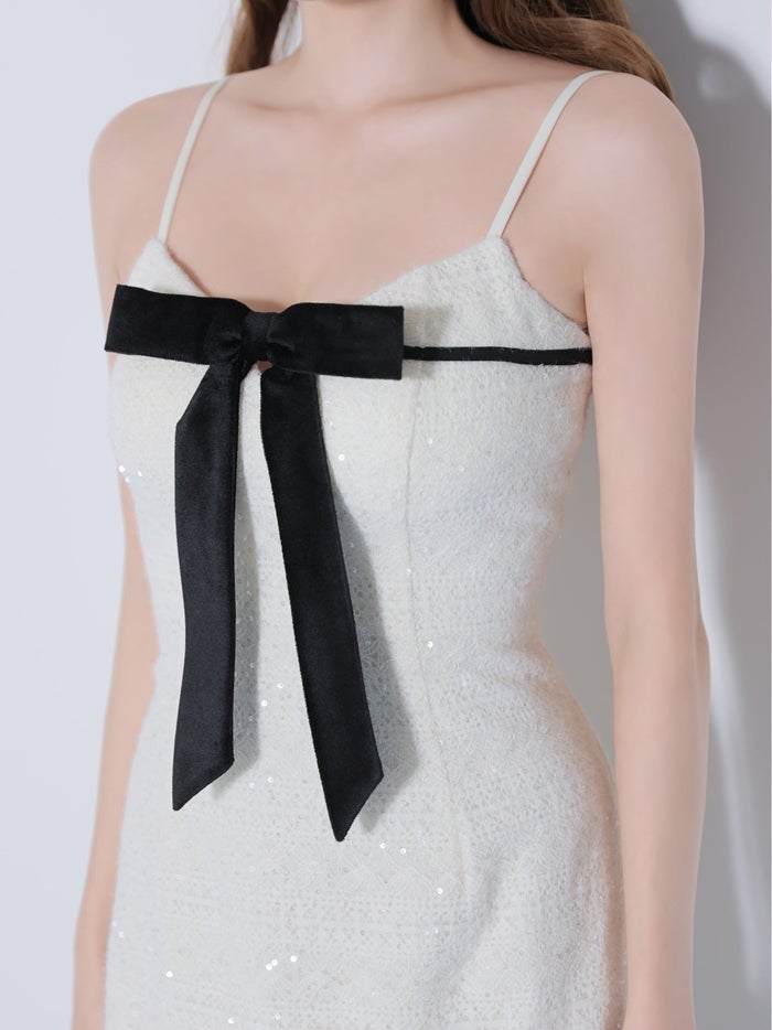 ROBE de FLEURS ローブドフルール スパンコールレースベロアリボンミニキャバドレス fm5020-c