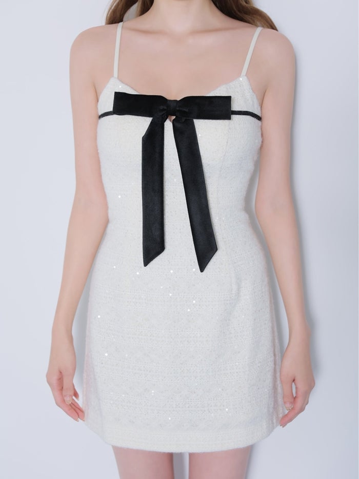 ROBE de FLEURS ローブドフルール スパンコールレースベロアリボンミニキャバドレス fm5020-c