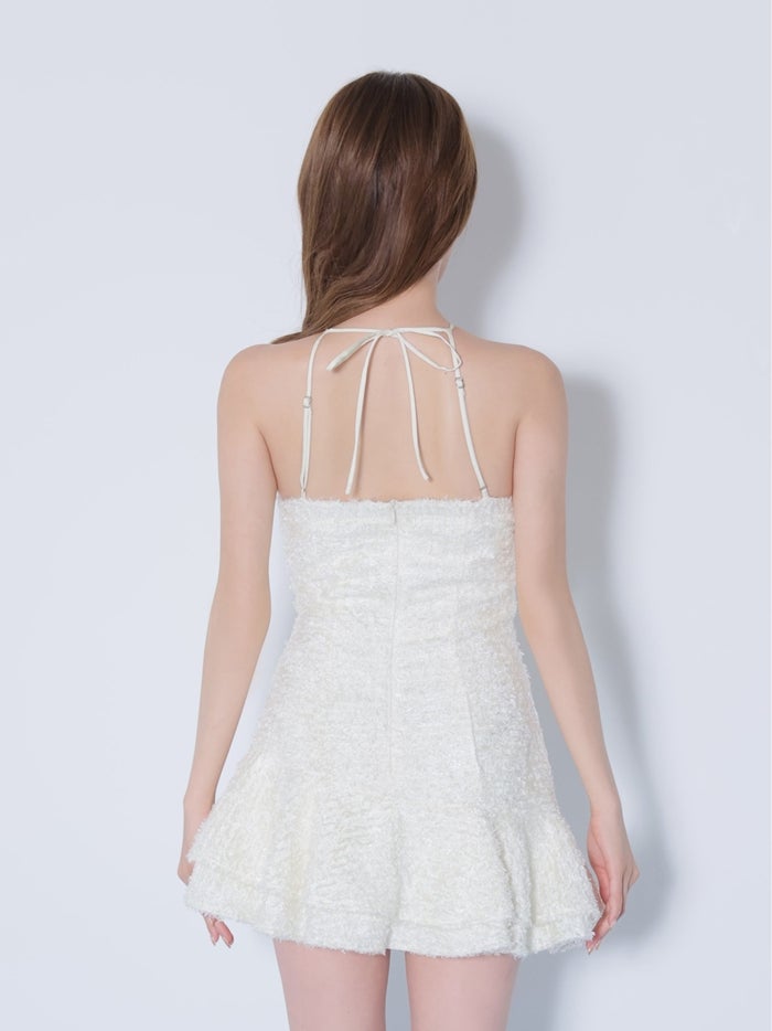 ROBE de FLEURS ローブドフルール フリンジジャガードビジューリボンミニキャバドレス fm5030-c