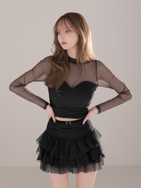 Glossy ローブドフルールグロッシー シアーチュールフリルセットアップミニキャバドレス gl4949-c