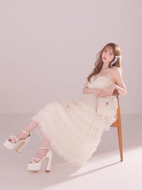 ROBE de FLEURS ローブドフルール シャーリングティアードシフォンロングキャバドレス fm4921-c