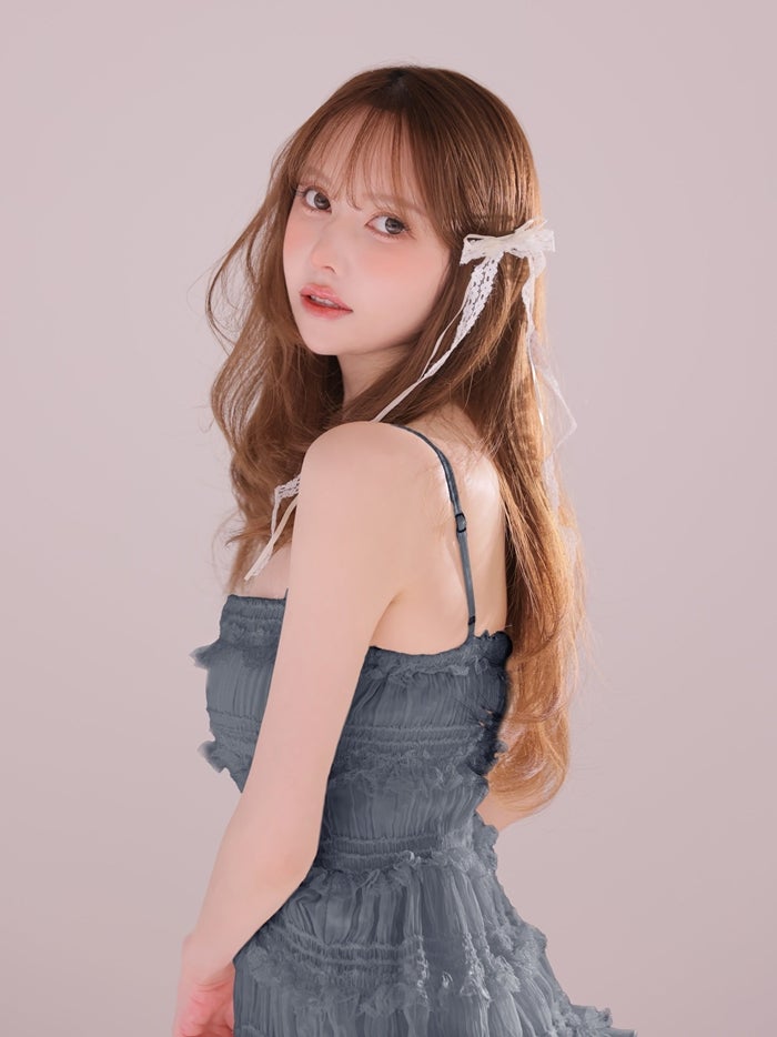 ROBE de FLEURS ローブドフルール シャーリングティアードシフォンロングキャバドレス fm4921-c