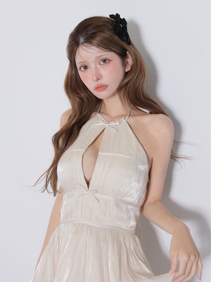 ROBE de FLEURS ローブドフルール グロスシフォンホルターミニキャバドレス fm5400-c