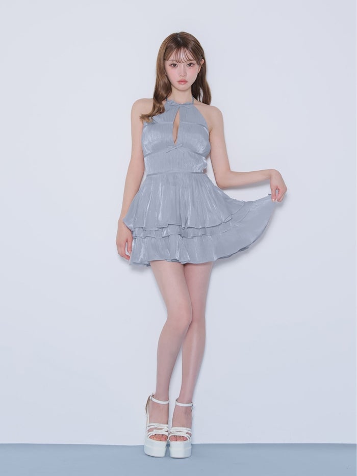 ROBE de FLEURS ローブドフルール グロスシフォンホルターミニキャバドレス fm5400-c