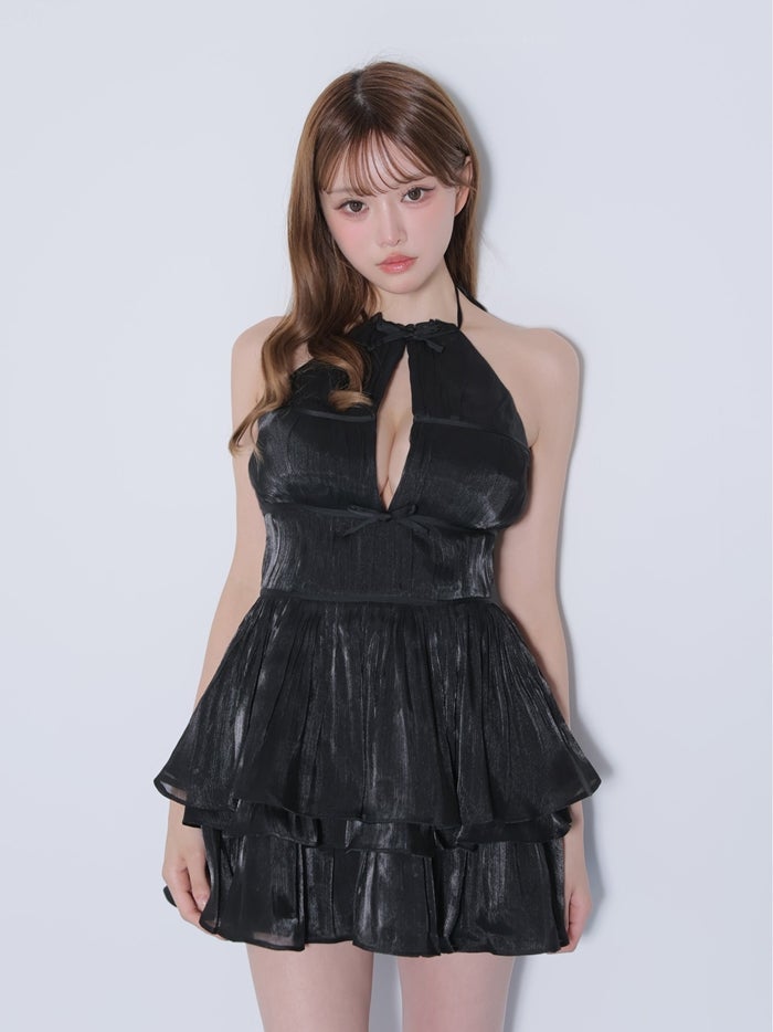 ROBE de FLEURS ローブドフルール グロスシフォンホルターミニキャバドレス fm5400-c