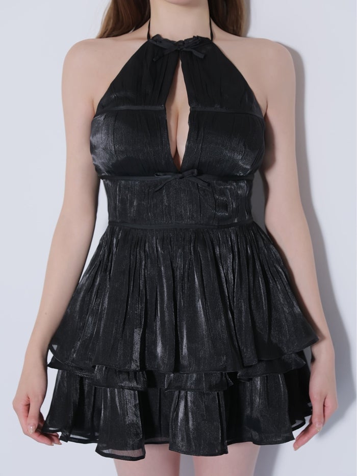 ROBE de FLEURS ローブドフルール グロスシフォンホルターミニキャバドレス fm5400-c
