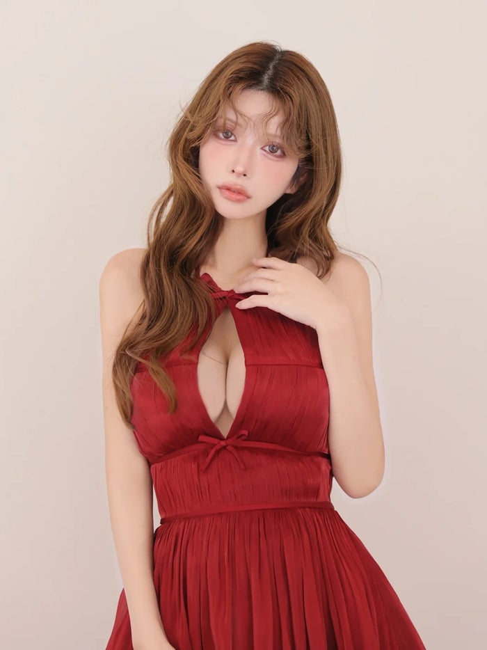 ROBE de FLEURS ローブドフルール グロスシフォンホルターミニキャバドレス fm5400-c