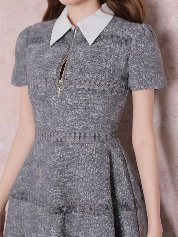 ROBE de FLEURS ローブドフルール ラメツイードスカラップレースミニキャバドレス fm4906-c