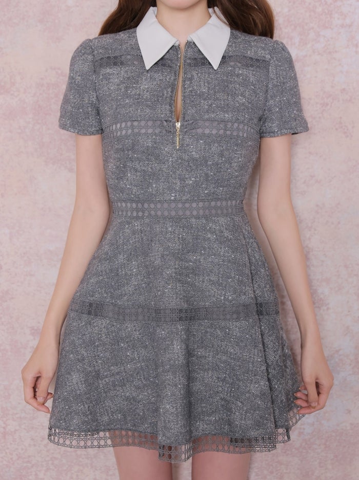 ROBE de FLEURS ローブドフルール ラメツイードスカラップレースミニキャバドレス fm4906-c