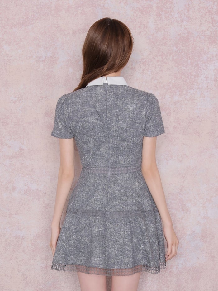 ROBE de FLEURS ローブドフルール ラメツイードスカラップレースミニキャバドレス fm4906-c