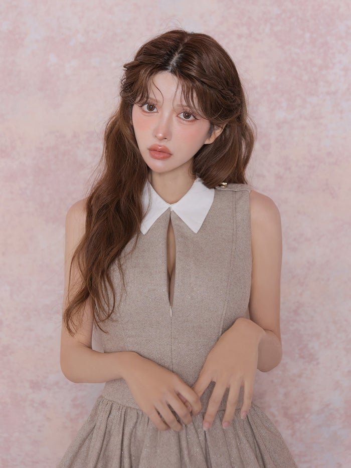 OBE de FLEURS ローブドフルール ラメフリルティアードシャツミニキャバドレス fm5403-c