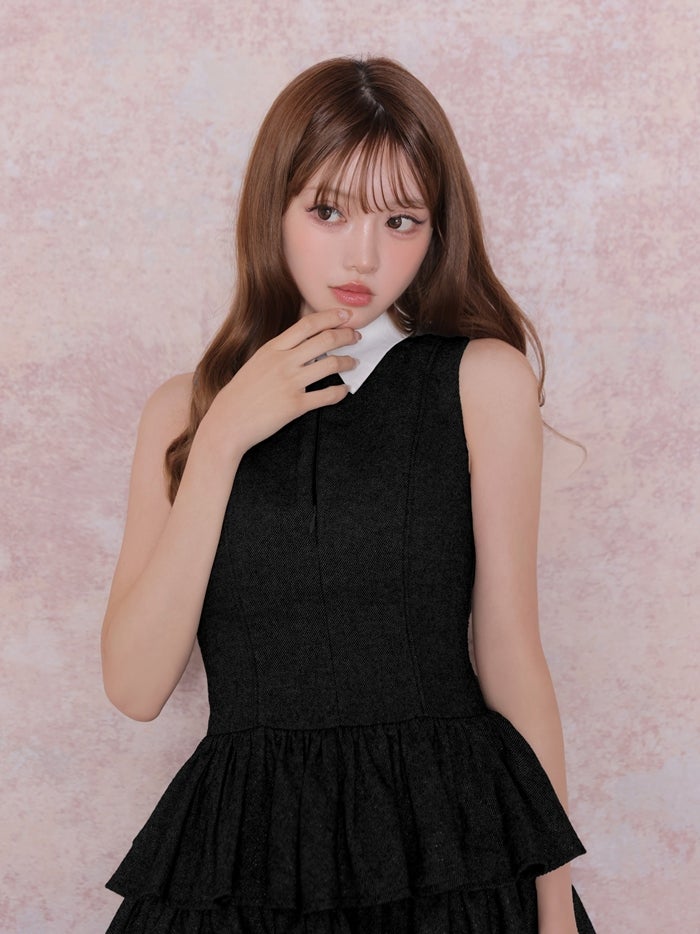 OBE de FLEURS ローブドフルール ラメフリルティアードシャツミニキャバドレス fm5403-c