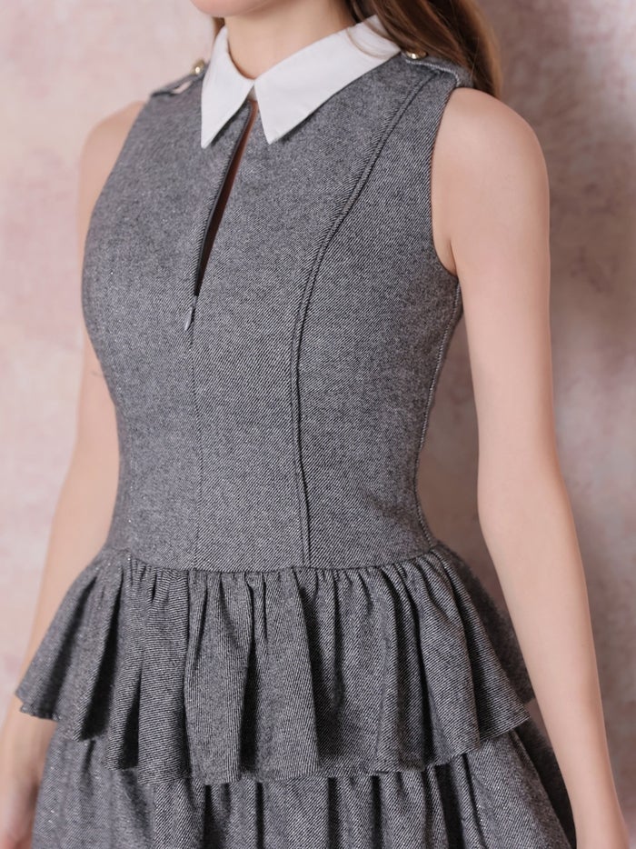 OBE de FLEURS ローブドフルール ラメフリルティアードシャツミニキャバドレス fm5403-c