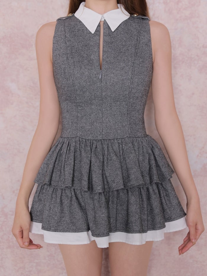 OBE de FLEURS ローブドフルール ラメフリルティアードシャツミニキャバドレス fm5403-c