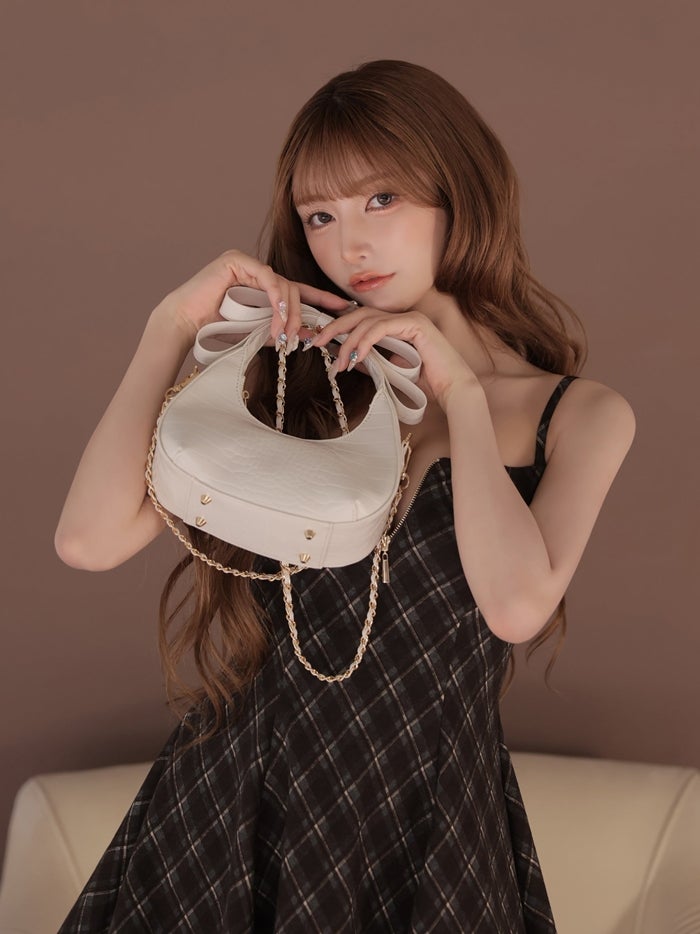 ROBE de FLEURS ローブドフルール チェックニットバストジップフレアミニキャバドレス fm4946-c