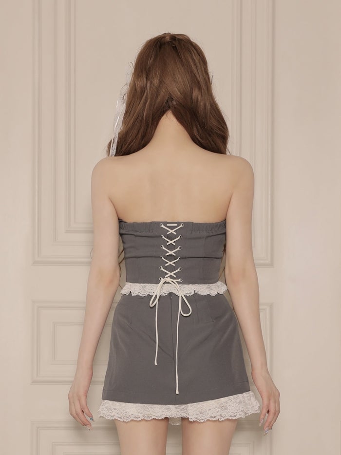 ROBE de FLEURS ローブドフルール ベアレースリボンセットアップミニキャバドレス fm4907-c